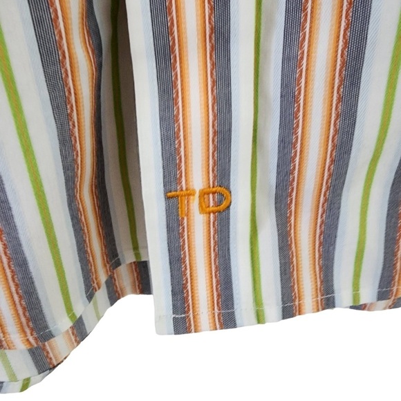 Thomas Dean Striped Shirt with Contrast Cuffs Size Large - Picture 4 of 6
